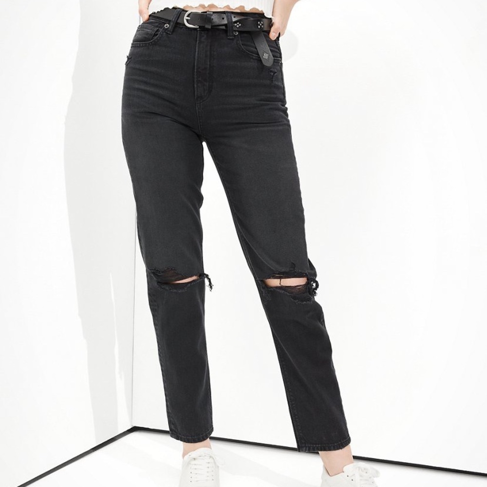 AE ripped mom straight jeans